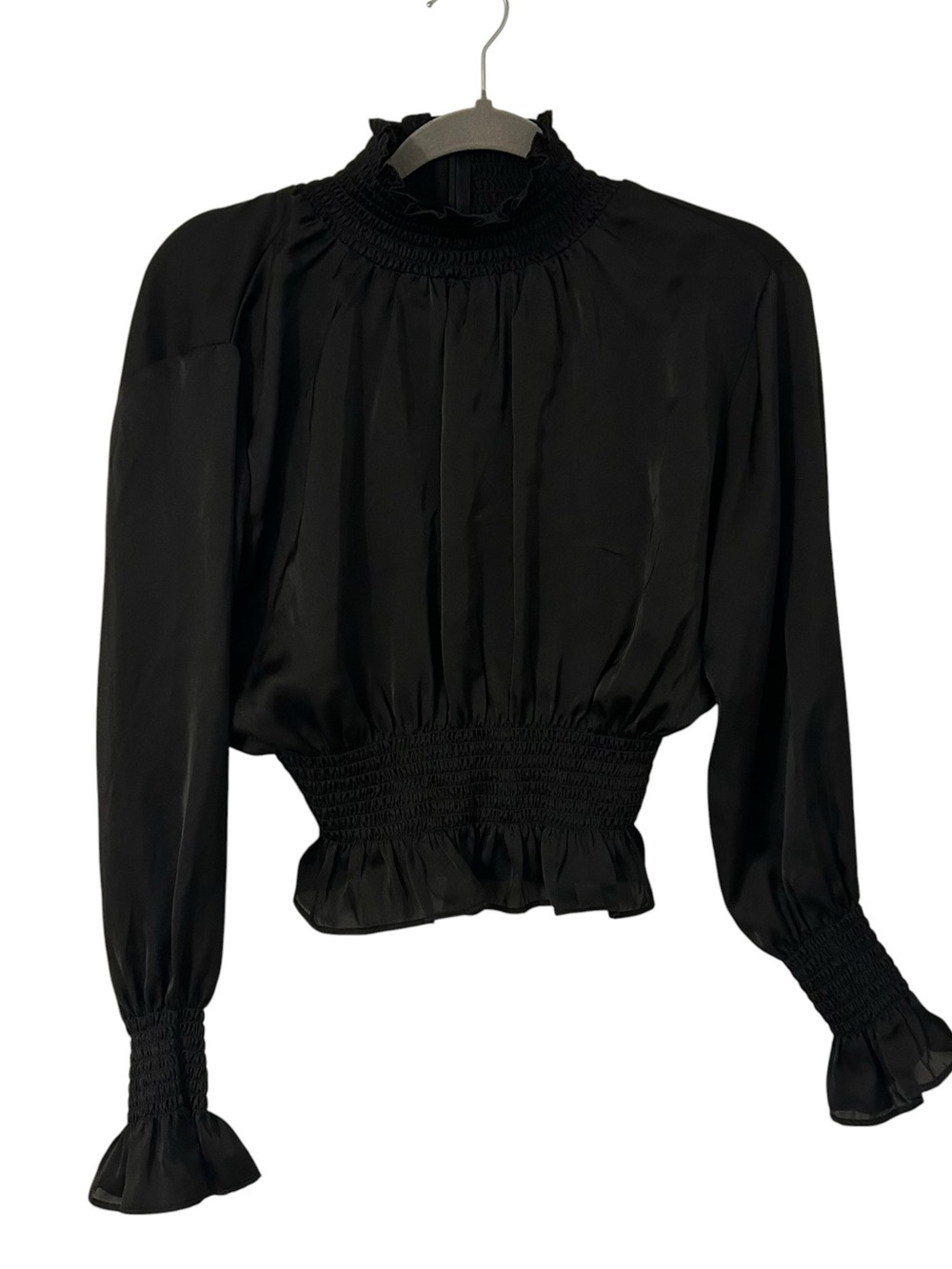 Black 2000s Y2K Turtleneck Blouse Shinesty Ruffle Style Top Shirt Women’s Medium
